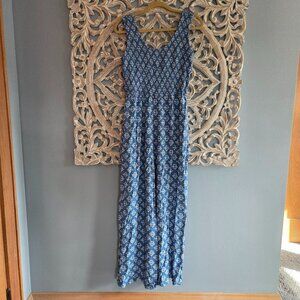 JAPNA Sleeveless Jumpsuit Blue White Womens XL Floral Wide Leg